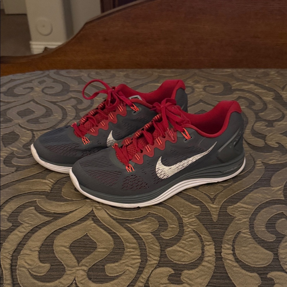 Nike Gray and Red Athletic Shoes